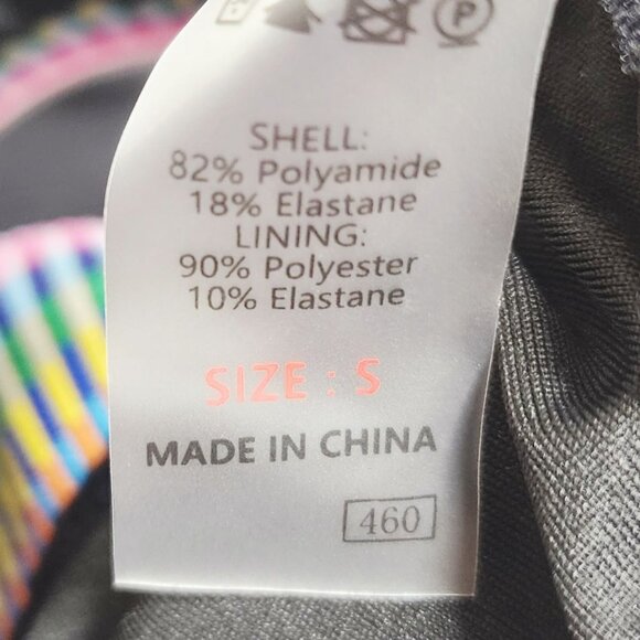 Black Two-Piece Womens Swimsuit Multicolor Stripe Detail Size S - Picture 2 of 5